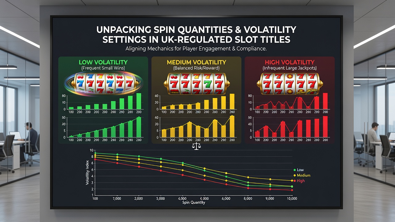 Infographic comparing average spin counts per volatility category with payout frequency indicators